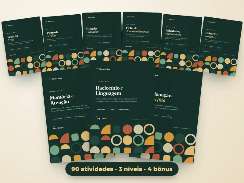 Os materiais do Kit Mente Ativa