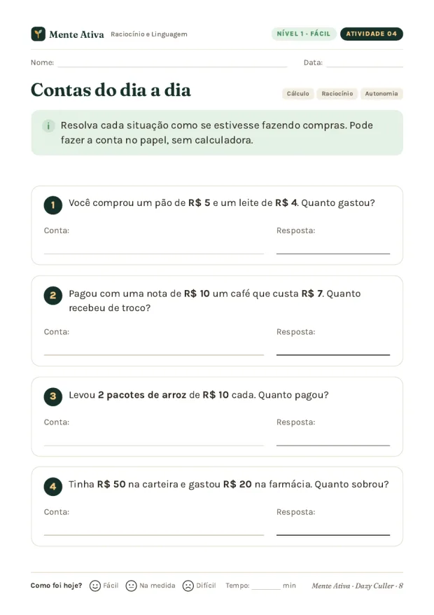 Página de atividade de coordenação